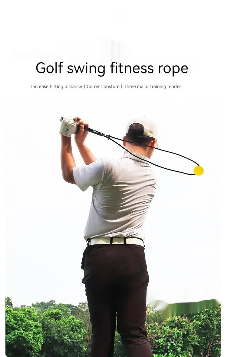 Black silicone elastic golf swing practice rope trainer for physical correction training