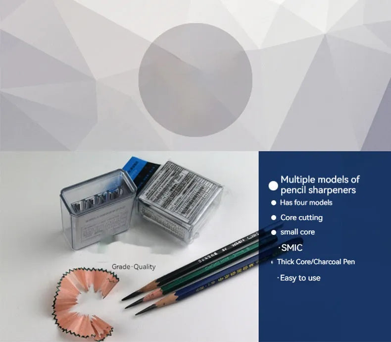 Geometric four-hole pencil sharpener with blades and screwdriver for art pencil maintenance