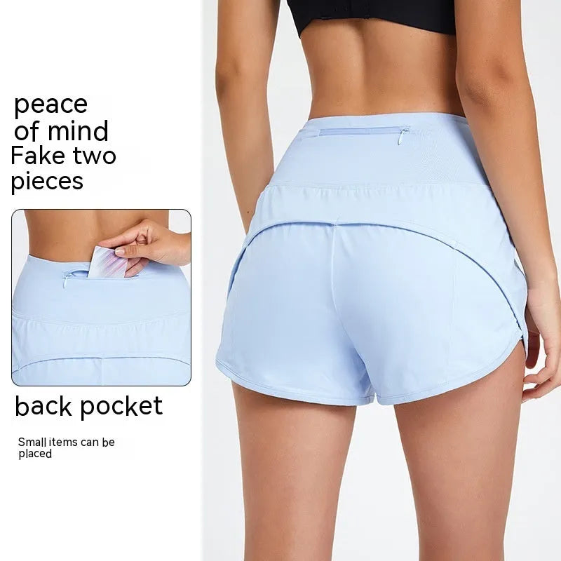 Women's high waist quick-drying nylon fitness shorts in three colour options