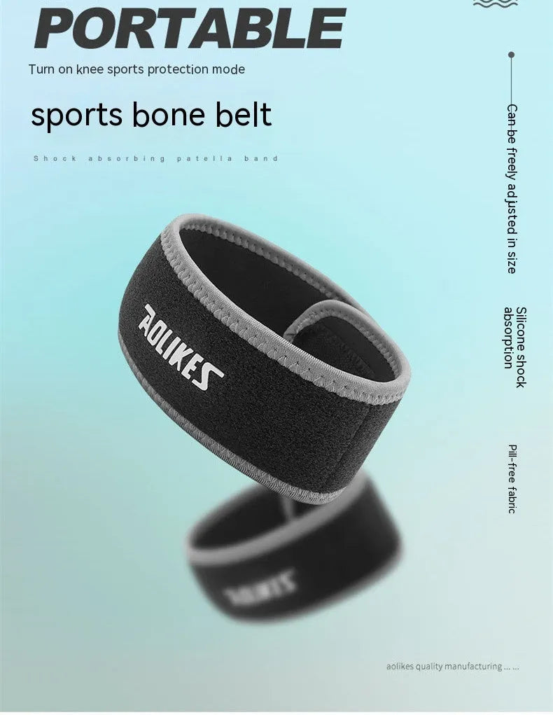 Black and grey patella retinaculum knee pad for sports protection