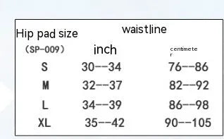 Black cycling hip pad protective pants shown in available sizes S, M, L, and XL