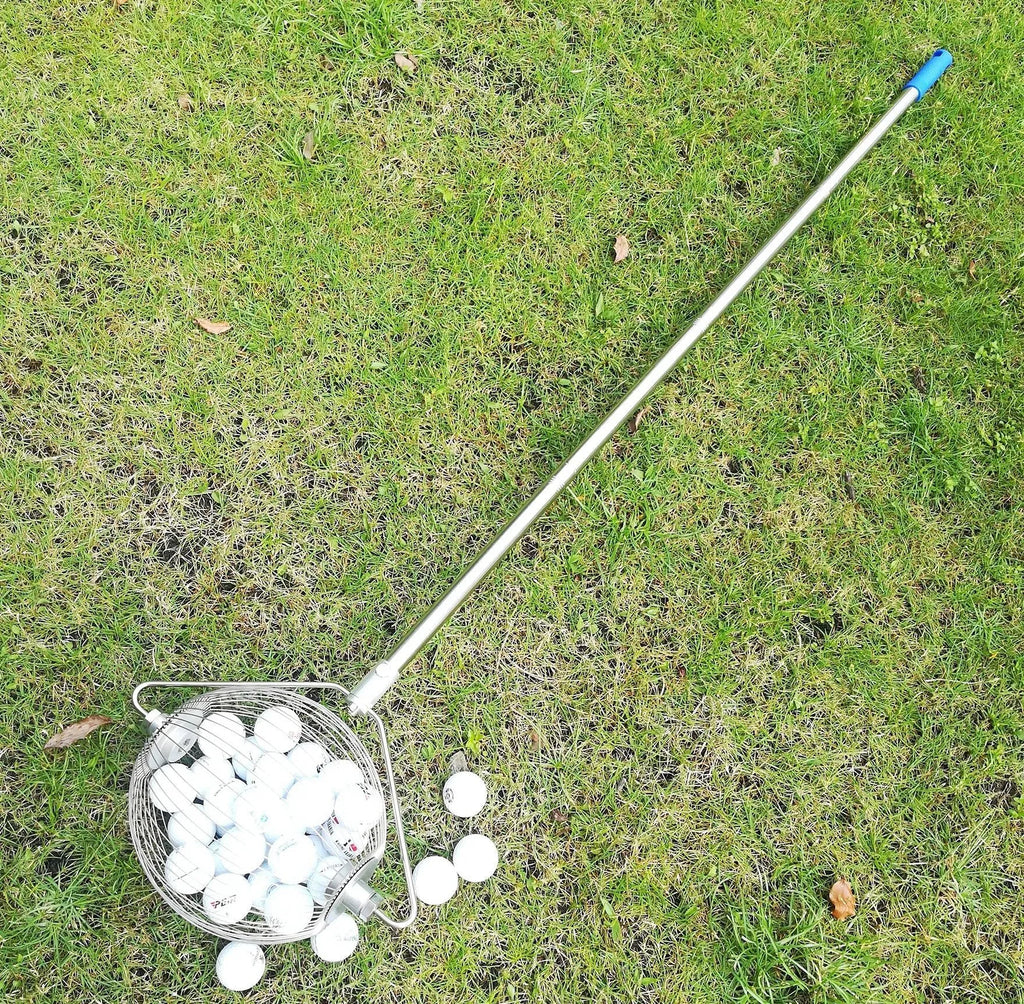Metallic finish stainless steel golf ball picker with magnetic tip for ball retrieval