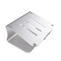 Aluminium alloy rotating cooling bracket for a notebook in grey or silver stripe finish.