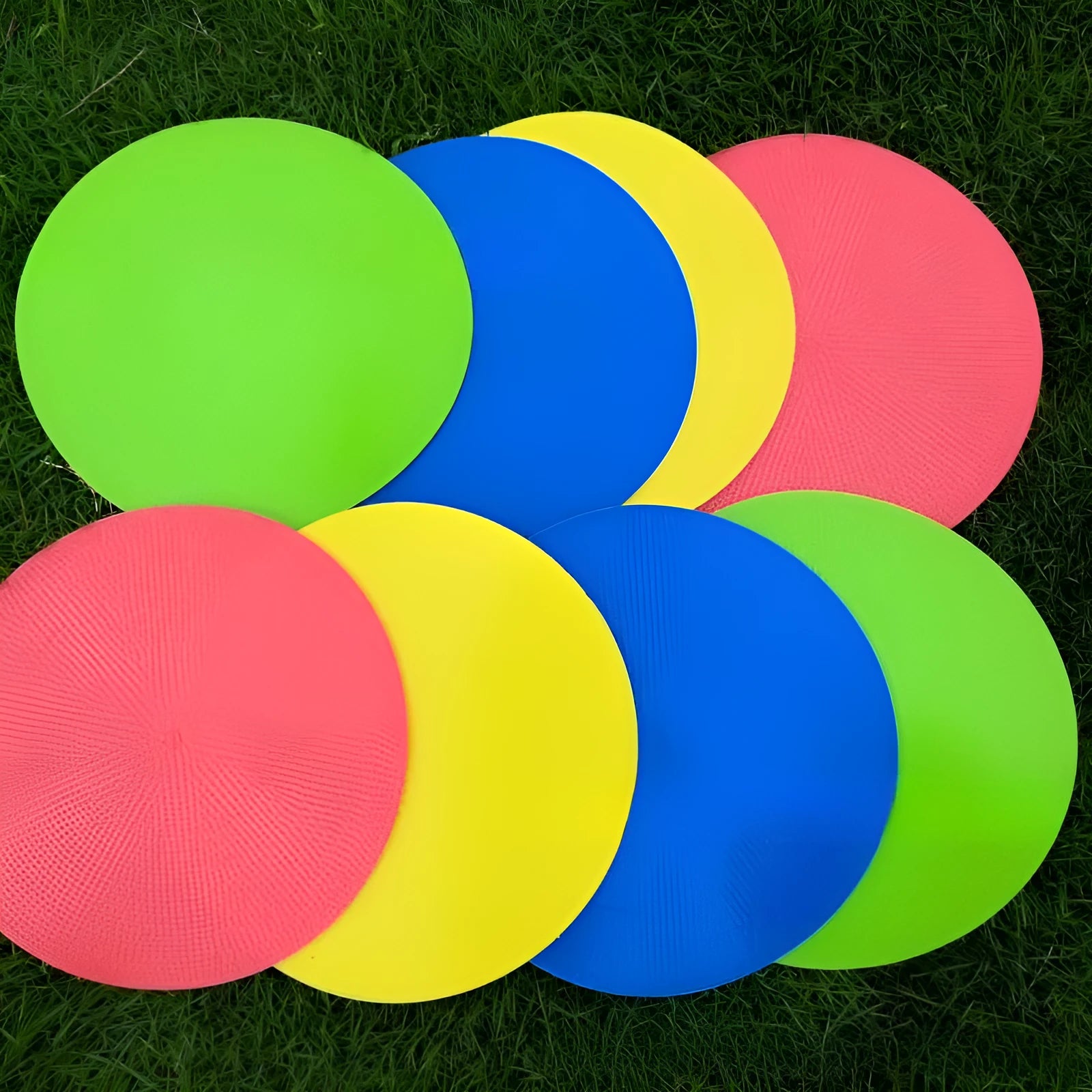Soft yellow TPE football landmark pad, a flat 23cm disc for field sports target marking.