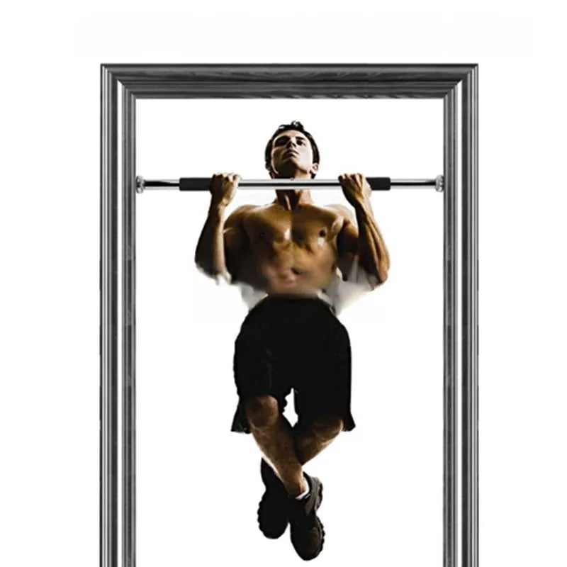 Steel adjustable pull-up bar extended for doorway installation