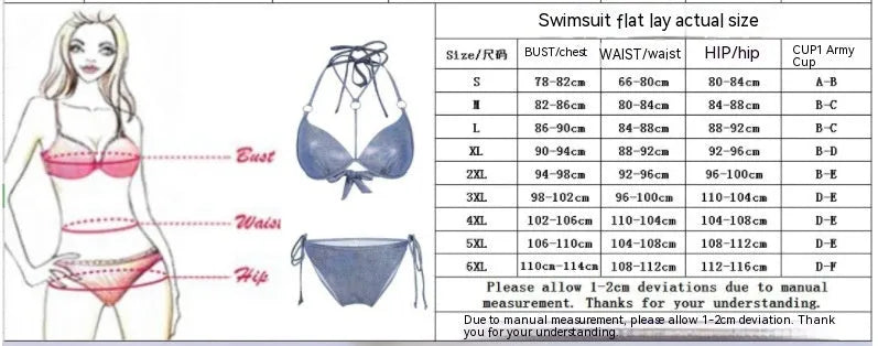 Blue women's printed split bikini swimsuit with sleeveless top and briefs bottom