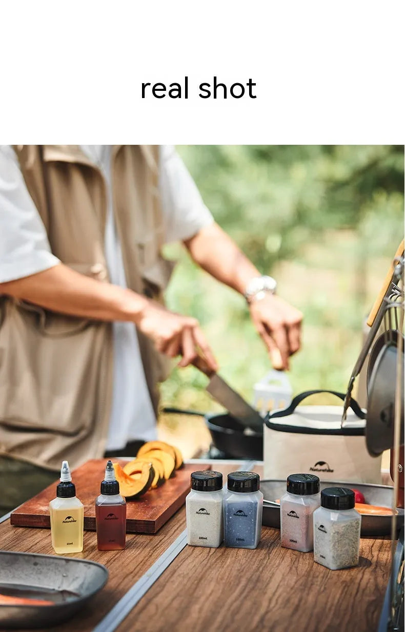 Naturehike six-piece portable outdoor seasoning bottle set in modern simplicity style.