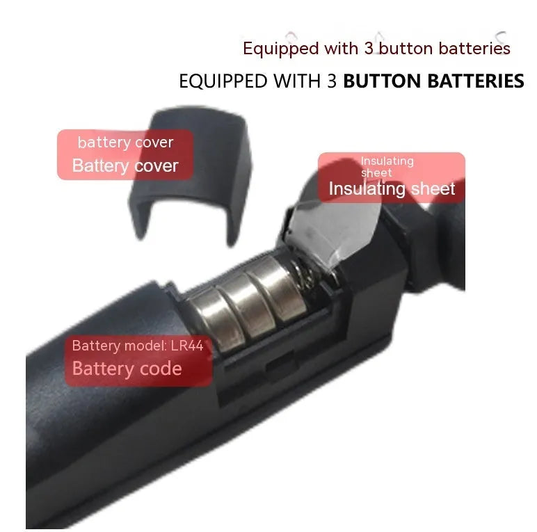 Golf putter laser aiming instrument showing four style configurations with laser sight, zipper box, and tripod accessories