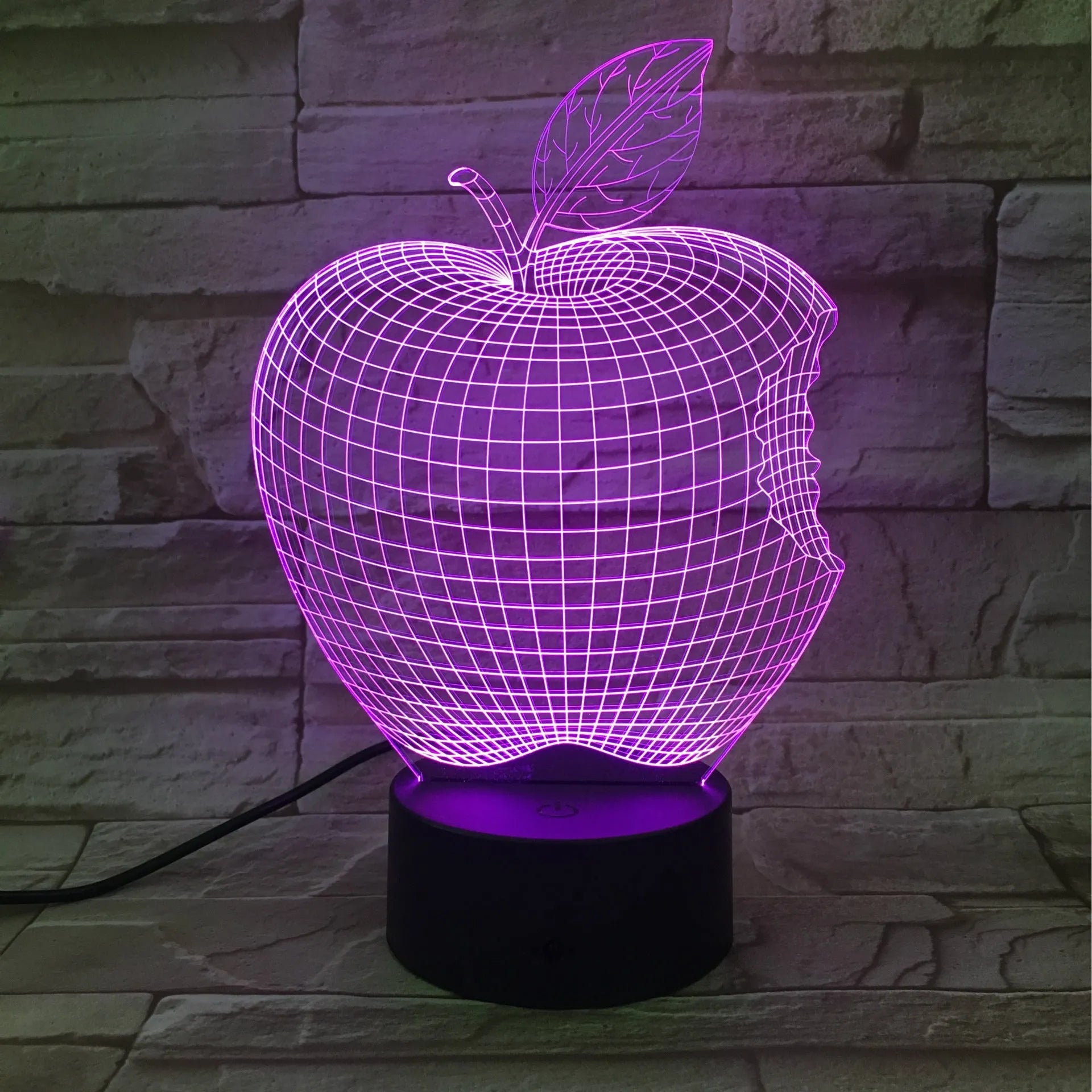 3D fruit-shaped colourful LED night light with touch control showing seven colour options