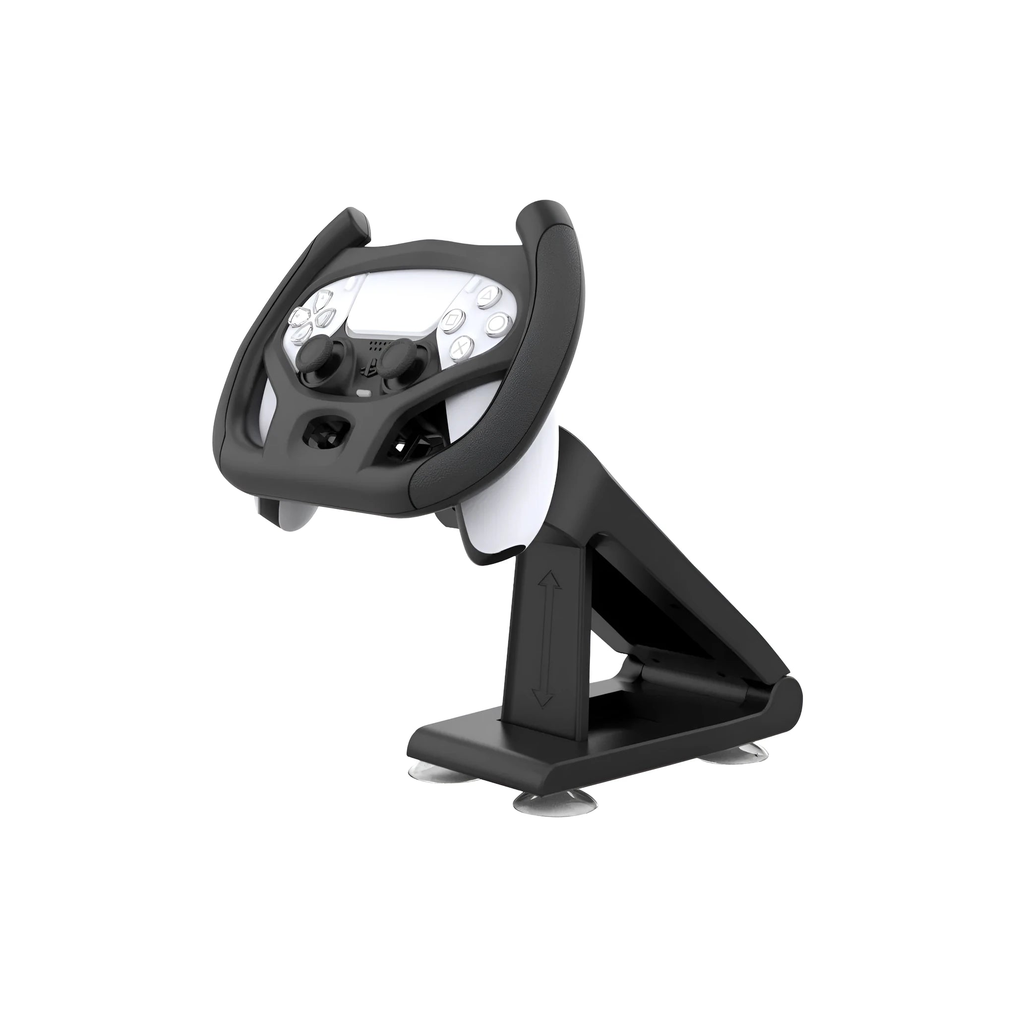 Black ABS plastic gamepad steering wheel bracket with suction cup mount for mobile gaming controllers