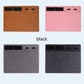 Wireless charging mouse pad with phone holder in black, brown, grey, or pink colours