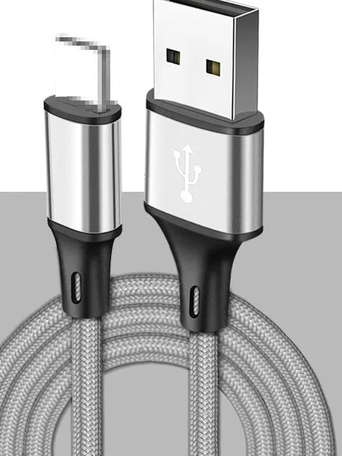 Black USB to phone charging cable shown at 2 metre length.