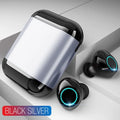 Black True Wireless Stereo Bluetooth earplug headset with gold and light grey colour options shown.