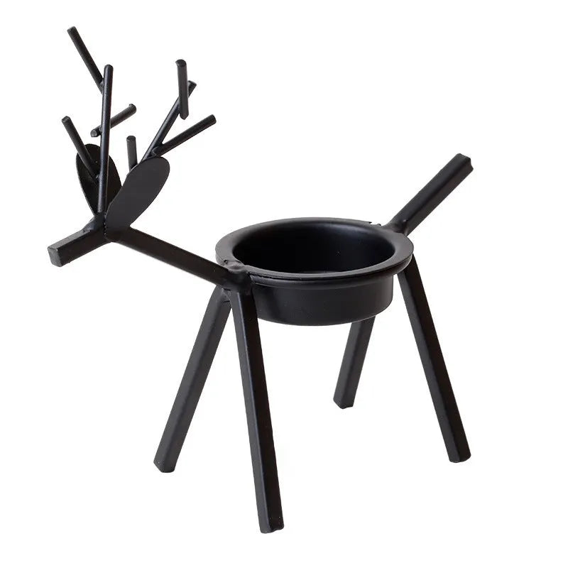 Black iron Christmas deer candlestick with elk bracket design for candle display