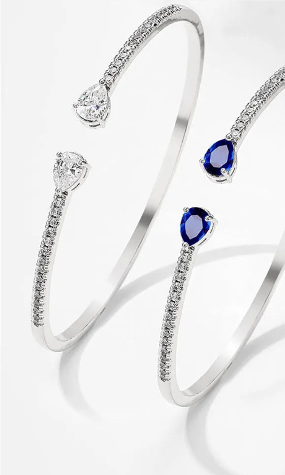 Multi-zircon bracelet with stones inlaid on copper base in white colour option