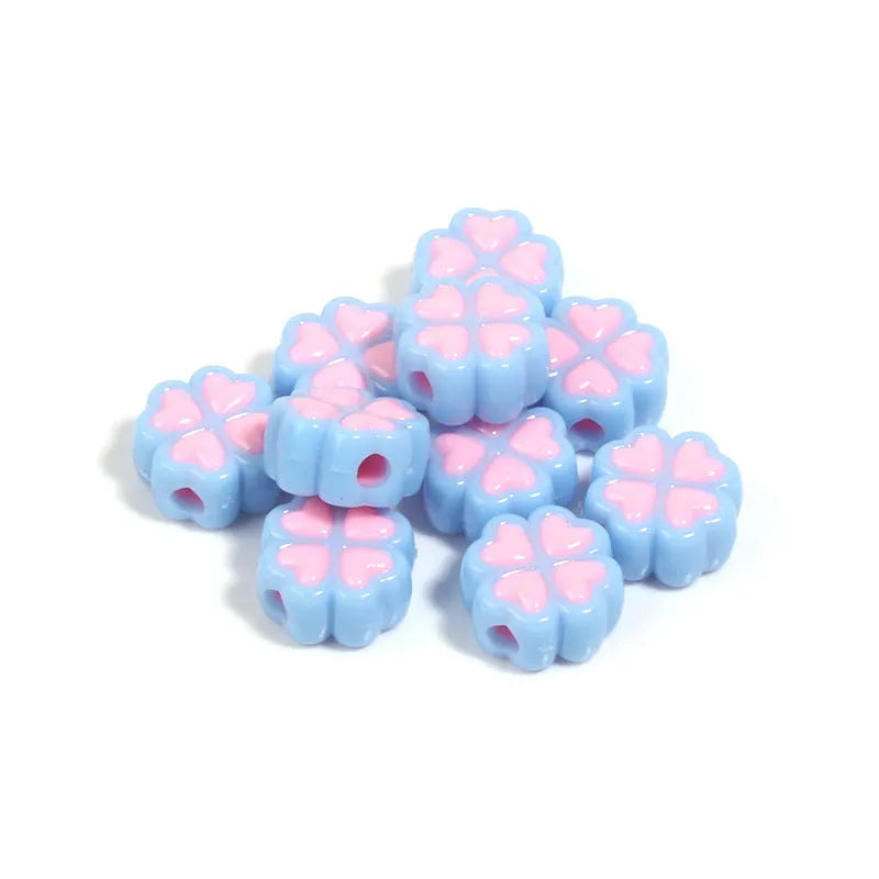 15mm frosted acrylic love clover beads in various colours for jewellery making