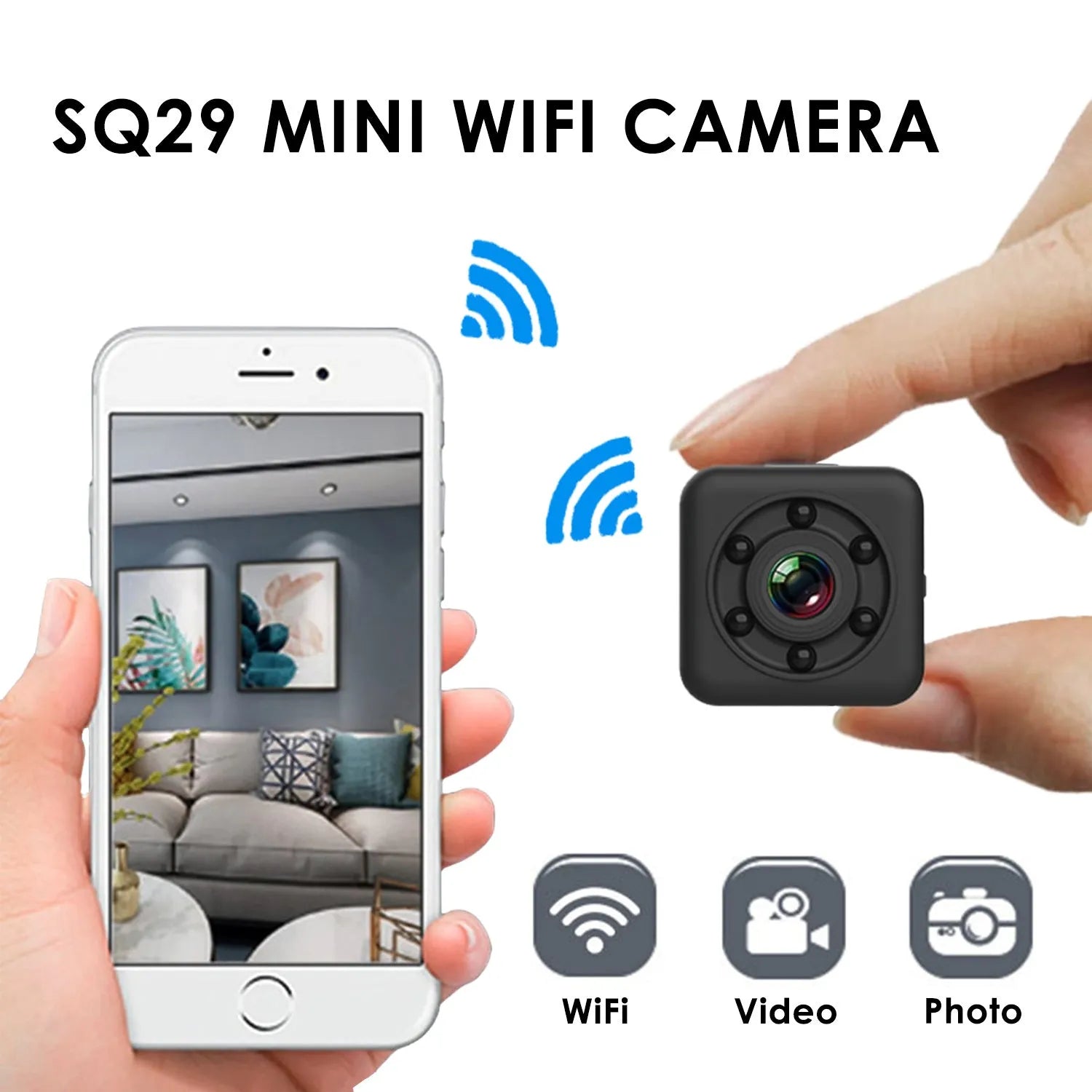 Black waterproof sports camera with 240 minute battery life for continuous action recording