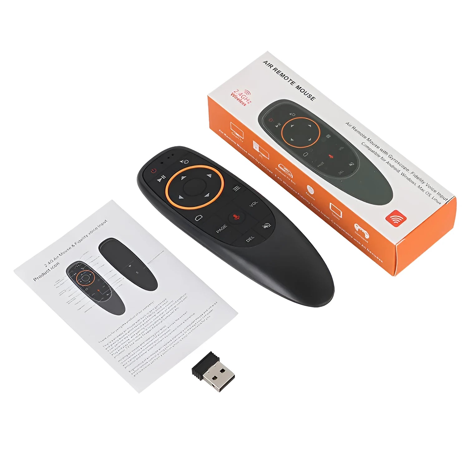 G10 and G10S Pro intelligent wireless voice remote controls on a table, showing silicone buttons and plastic shell.