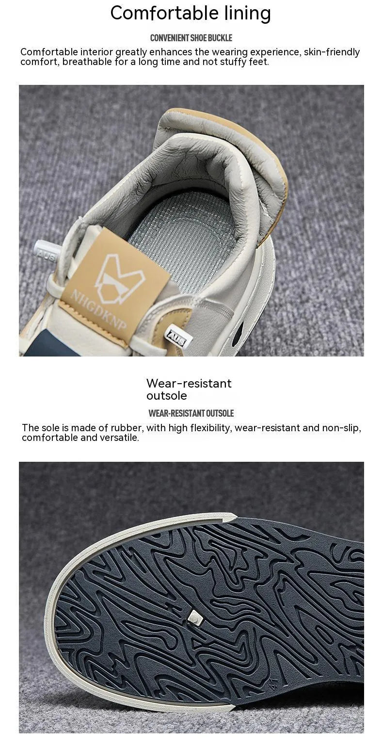 Men's beige low-top sneakers with elastic band and mesh lining for casual wear