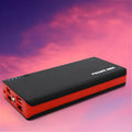 20000mAh portable power bank in multiple colours showing compact dimensions and charging ports