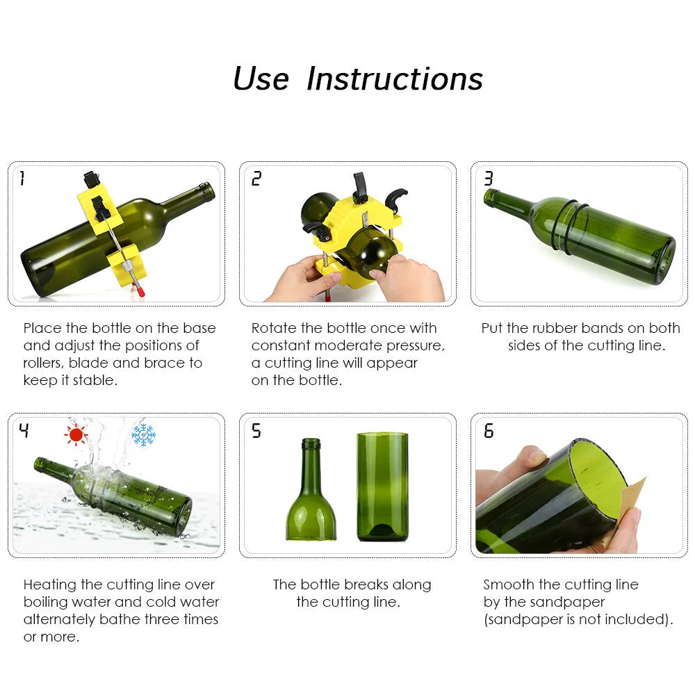 Yellow adjustable bottle cutter tool for cutting glass bottles in DIY projects