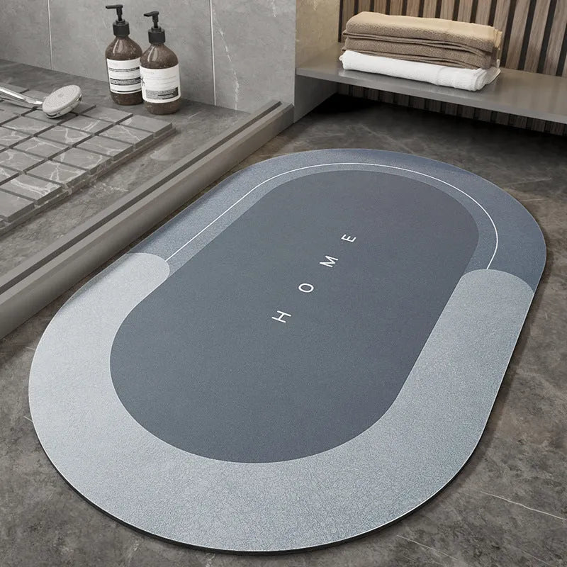 Blended fabric bathroom floor mat in oval and rectangle styles showing Lake Baikal colour options