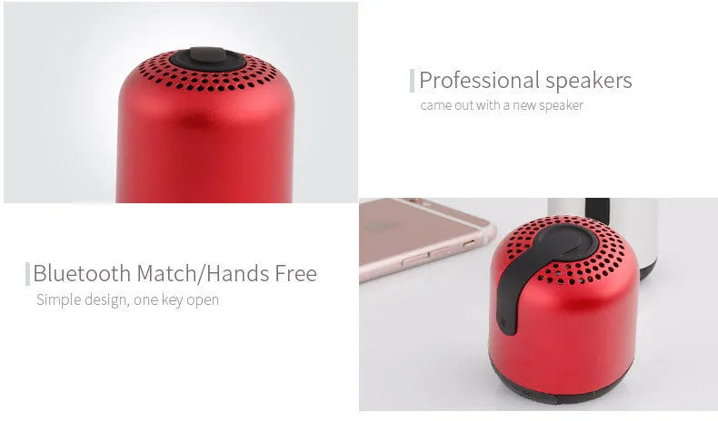 Hieha XQ11 cylindrical metal Bluetooth speaker in black, gold, pink, red or silver colour.