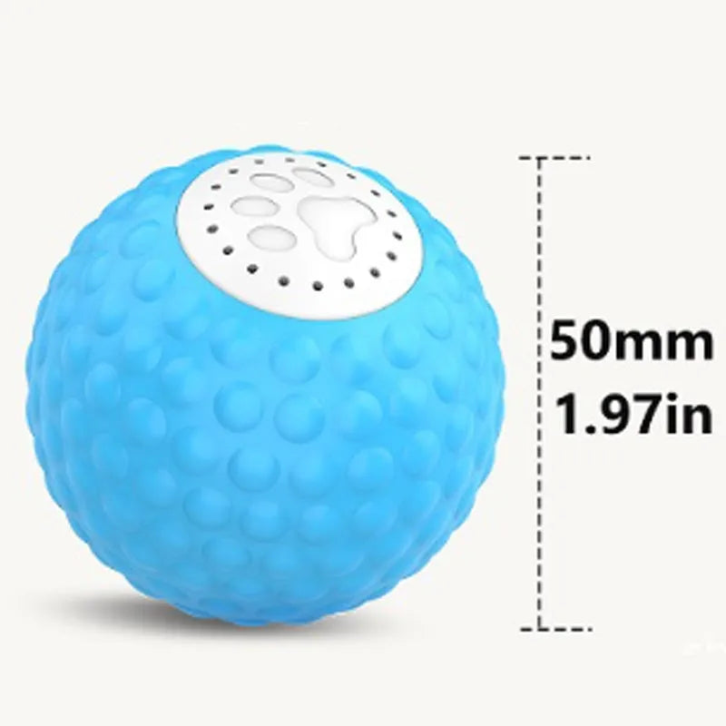 Remote control cat toy ball in blue, green and yellow colours with transmitter