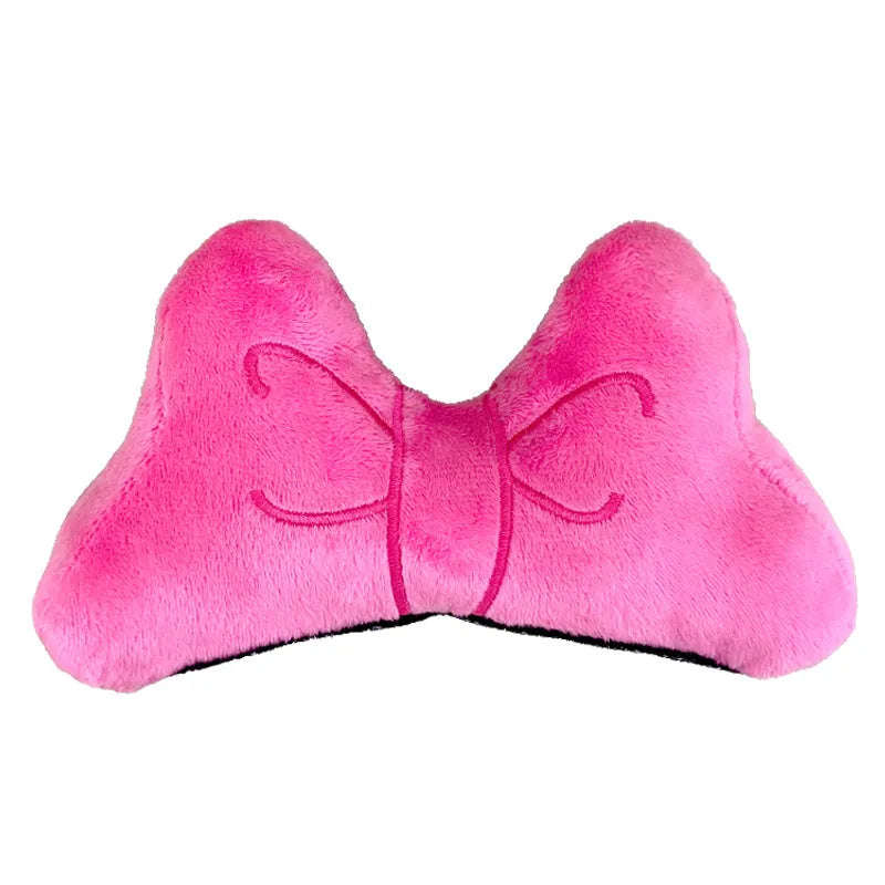 Plush bow helmet decoration with hairpin clip in red, pink, or peach pink for motorcycle and ski helmets.
