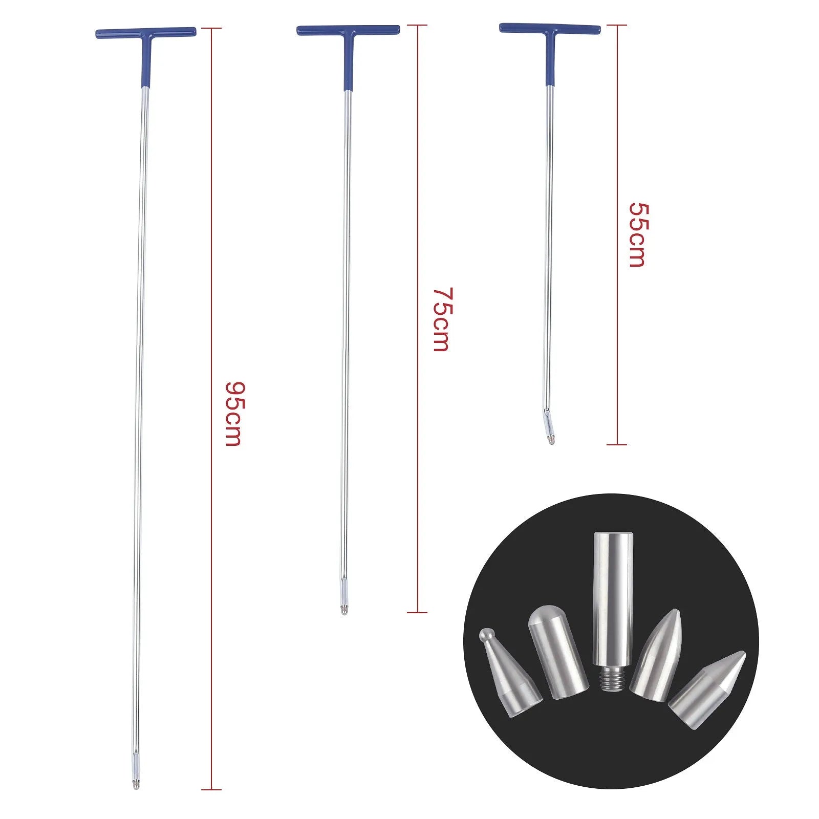 Alloy steel three-piece car dent repair tool hook crowbar set for vehicle maintenance.