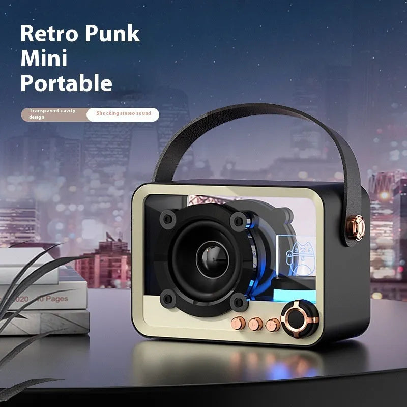 Mini glass Bluetooth speaker in Lucky Cat design, black or white, with Type-C charging cable