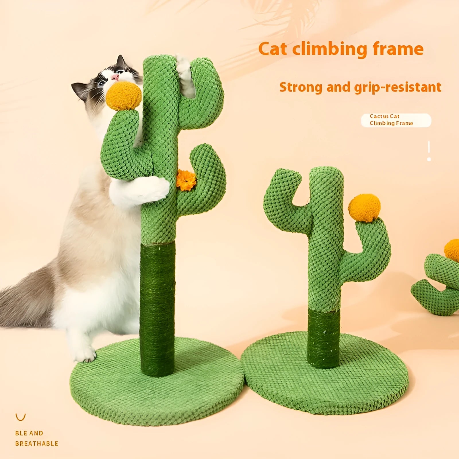Cactus design cat scratch board climbing pole with sisal scratching surface