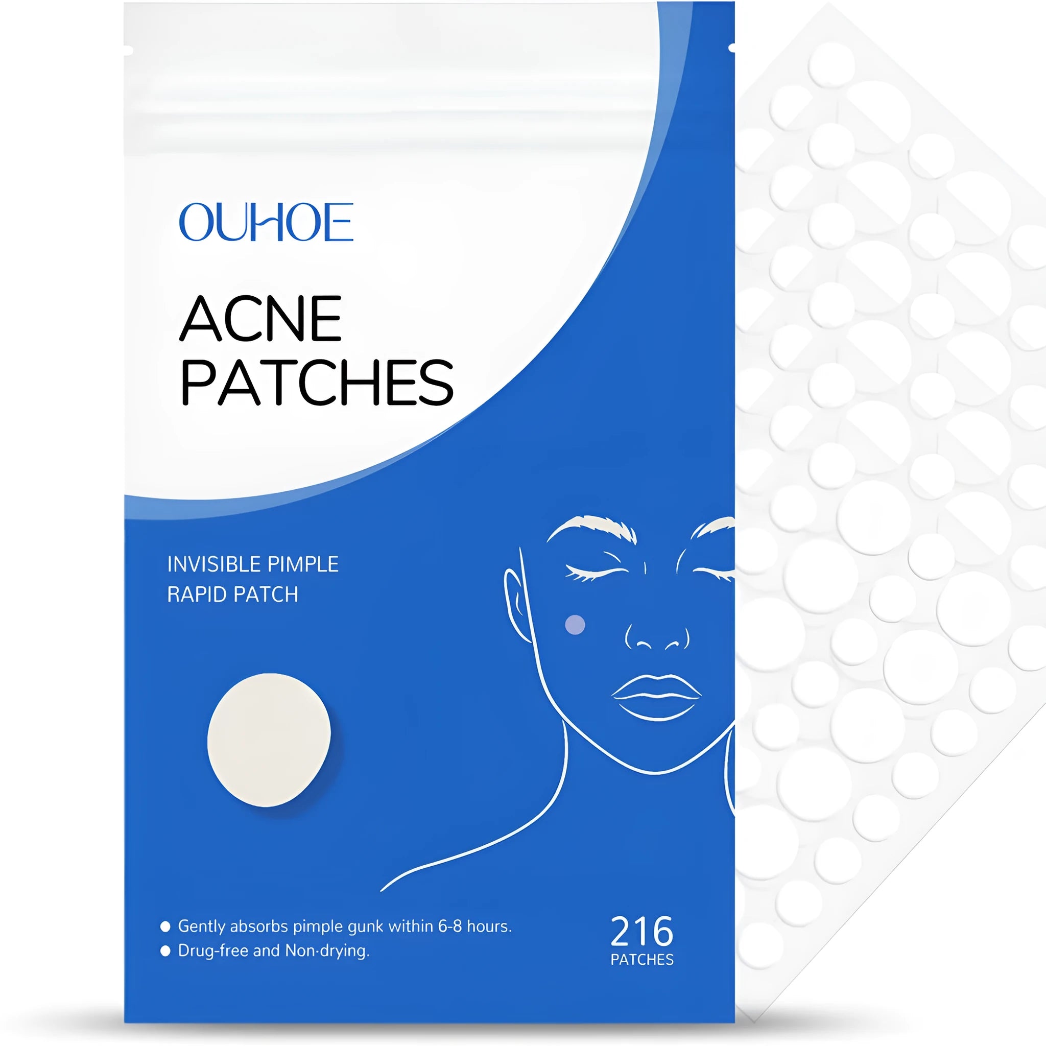 216-count acne patches in hydrogel format with tea tree oil, vitamin E and salicylic acid
