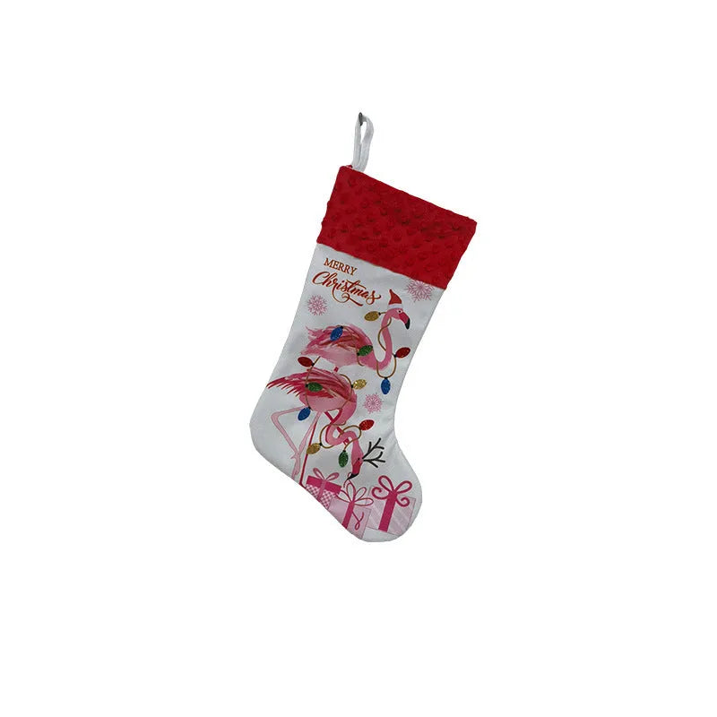 Flamingo design Christmas stocking decoration pendant in cloth material