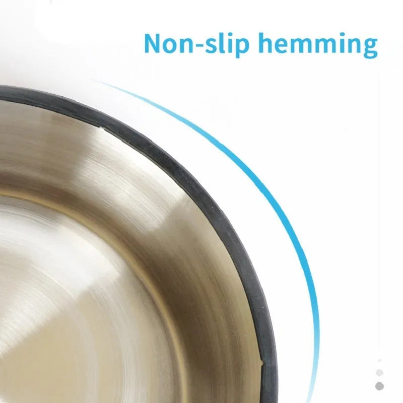 Stainless steel pet bowl with colourful melamine exterior and non-slip rubber base in multiple size options