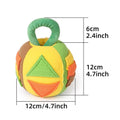 Green polyester squeaky plush ball dog toy with treat pockets for small to medium breeds
