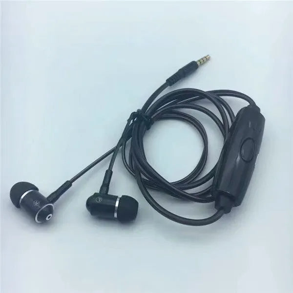 Blue Magic Light LED earphones with glowing stems, 3.5mm plug, and inline remote on a dark background.