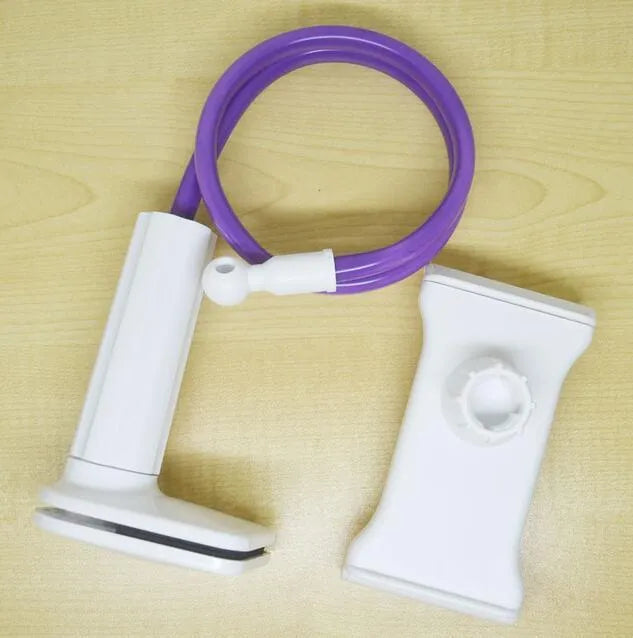 Bedside oversize flat panel phone handset with long flexible arm in various colour options