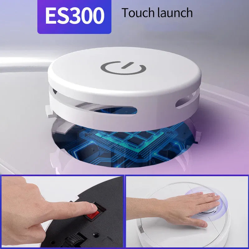 Black automatic floor sweeping robot with 28cm diameter circular design for hard floor cleaning