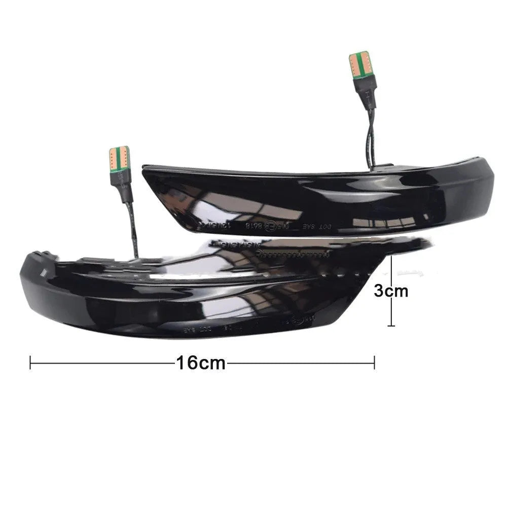 Ford Focus and Mondeo rearview mirror LED waterfall light in blue and yellow two-tone or single yellow.