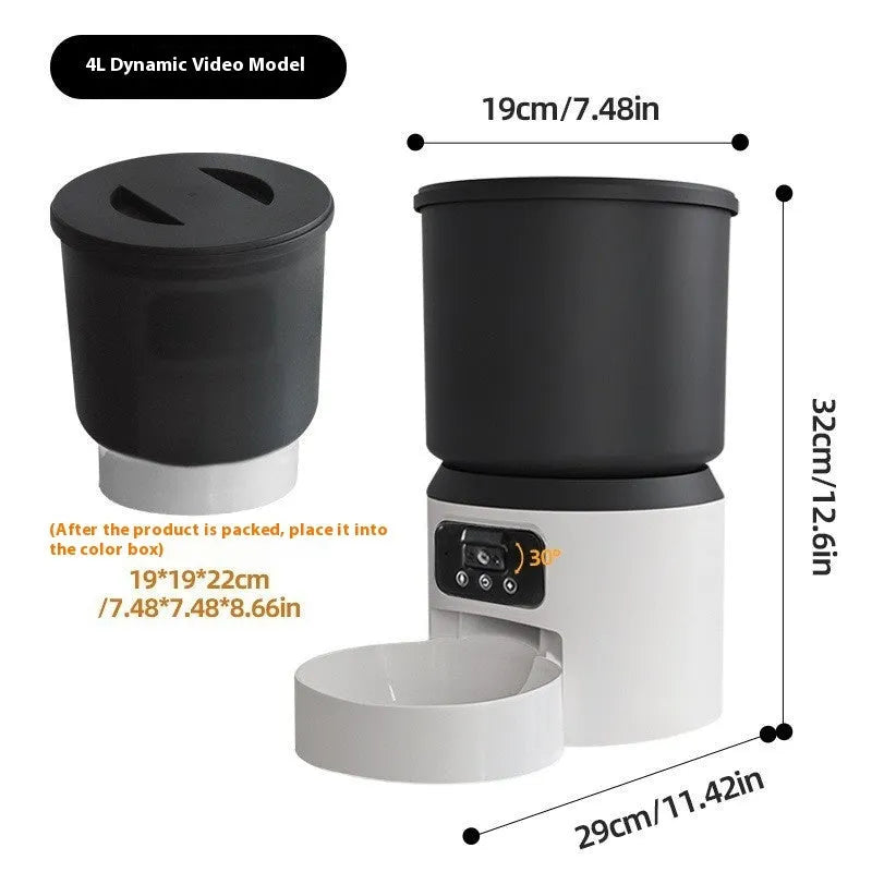 4L smart pet feeder with remote monitoring and scheduling options for cats and dogs