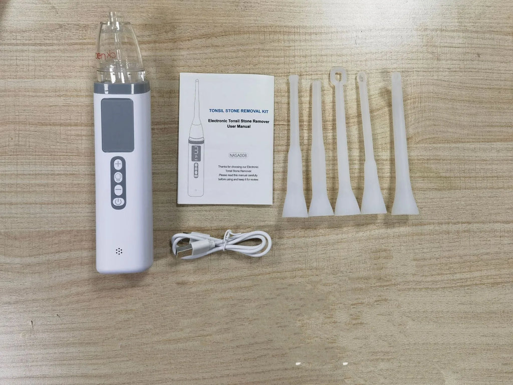 Milky white tonsillar extractor oral cleaning tool for dental stone removal