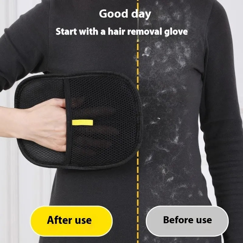 Black pet hair remover mitt with silicone bristles for dog and cat grooming