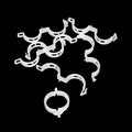 A pack of 50 plastic plant grafting clips for tomato and garden twig support.