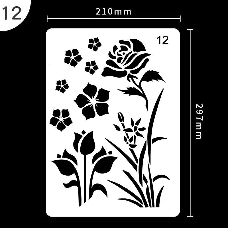 Set of white plastic drawing stencils with assorted cut-out patterns for crafts and decoration.