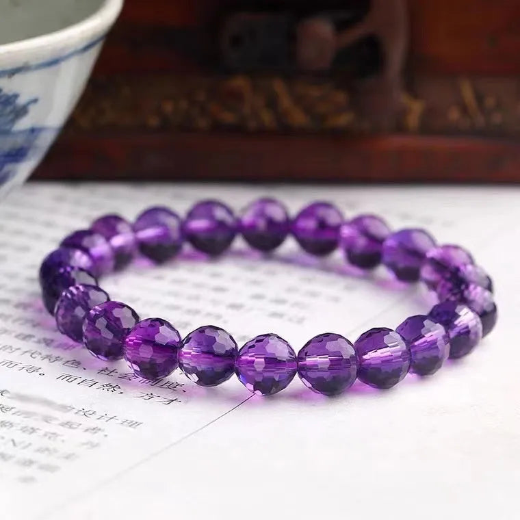 128-faceted crystal ametrine bracelet showing amethyst, ametrine, and citrine colour options with various bead sizes