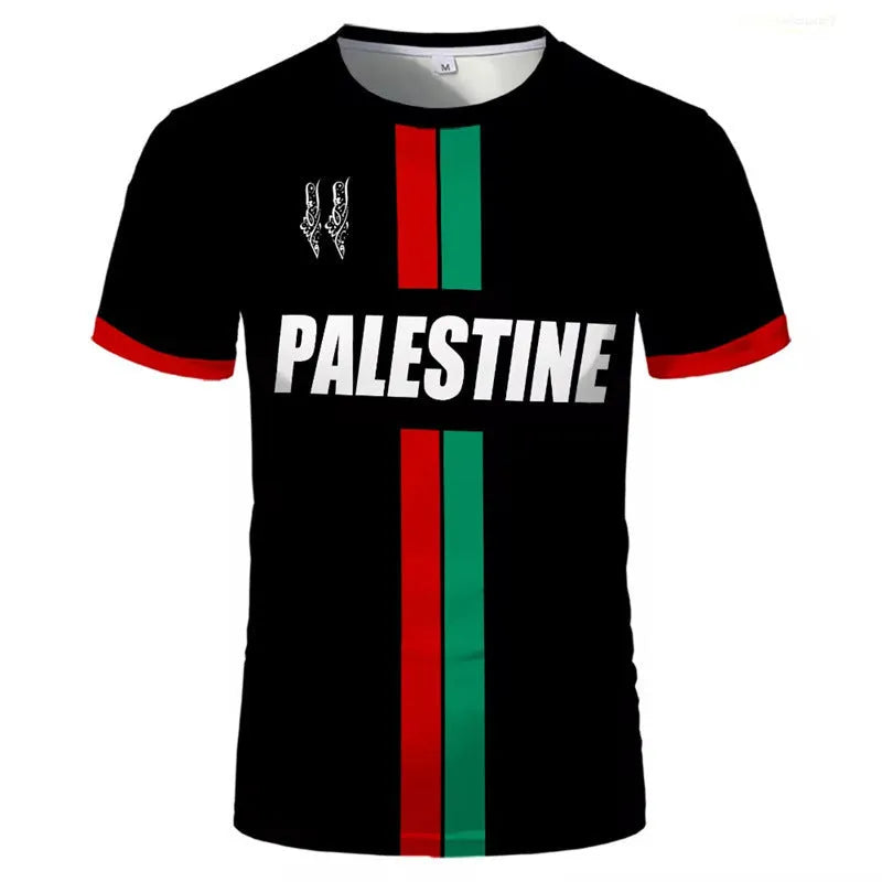 Black and white 3D printed football t-shirt with stereographic pattern, half sleeves, and regular fit