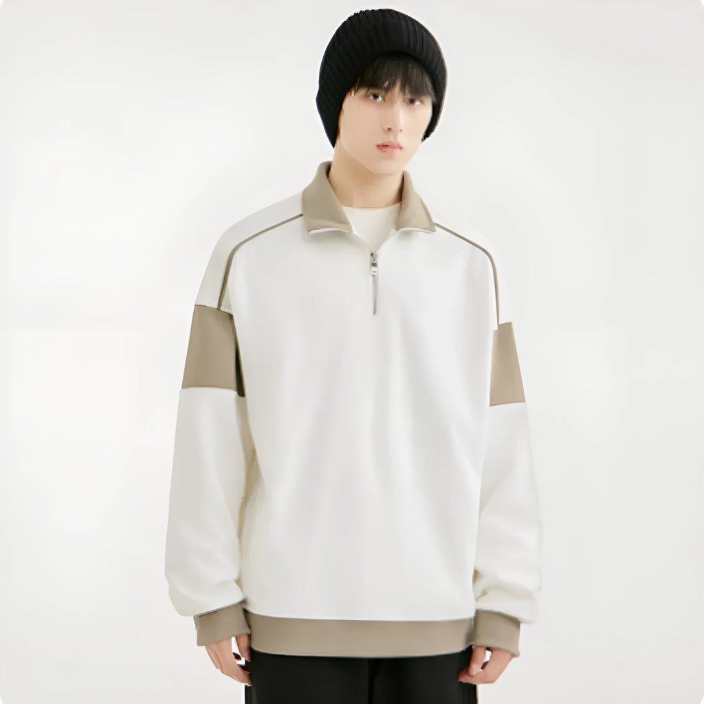 Men's hooded corduroy sweatshirt in black colour with drop shoulder design and loose lapels