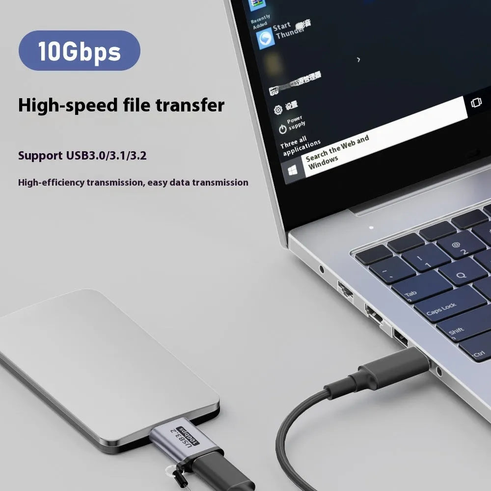 Close-up of a Micro USB to USB-C and USB-A adapter cable set for charging and data transfer.