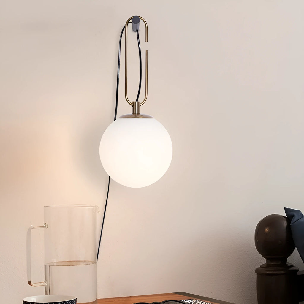 Nordic style modern glass wall lamp with selectable warm, neutral, or white light colour.